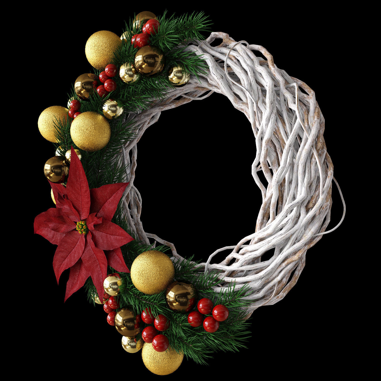 Christmas wreath 3D model_4