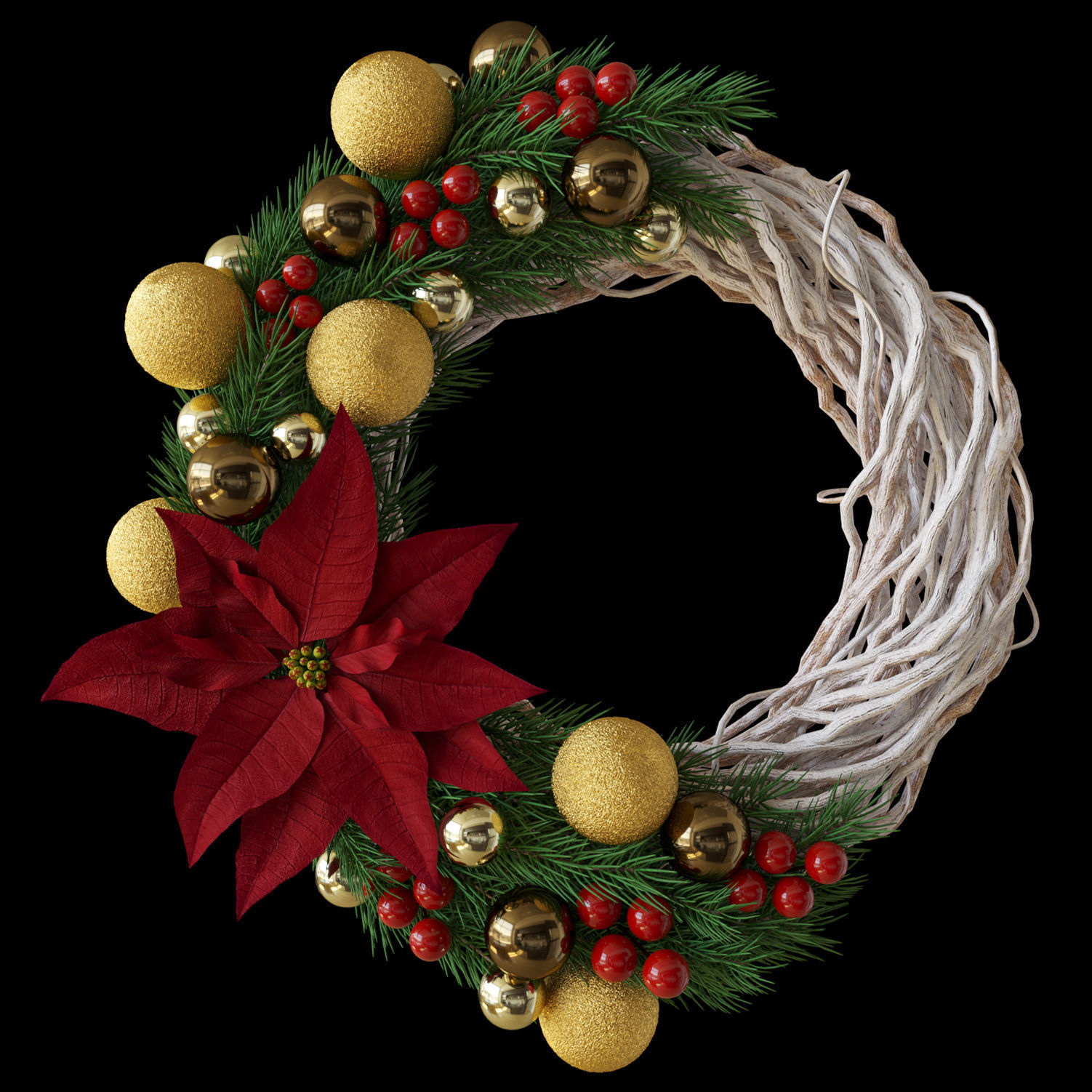 Christmas wreath 3D model_2
