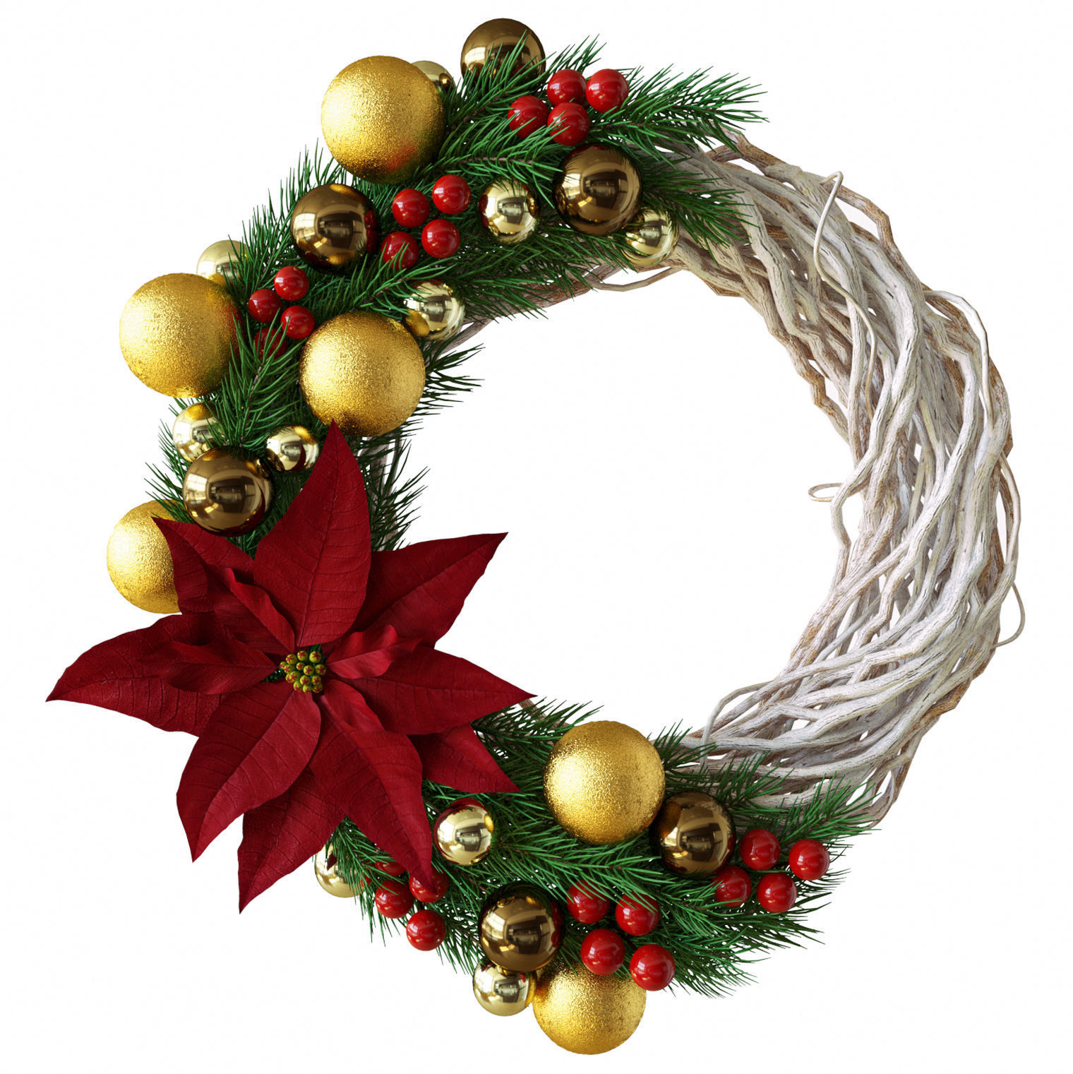 Christmas wreath 3D model_1