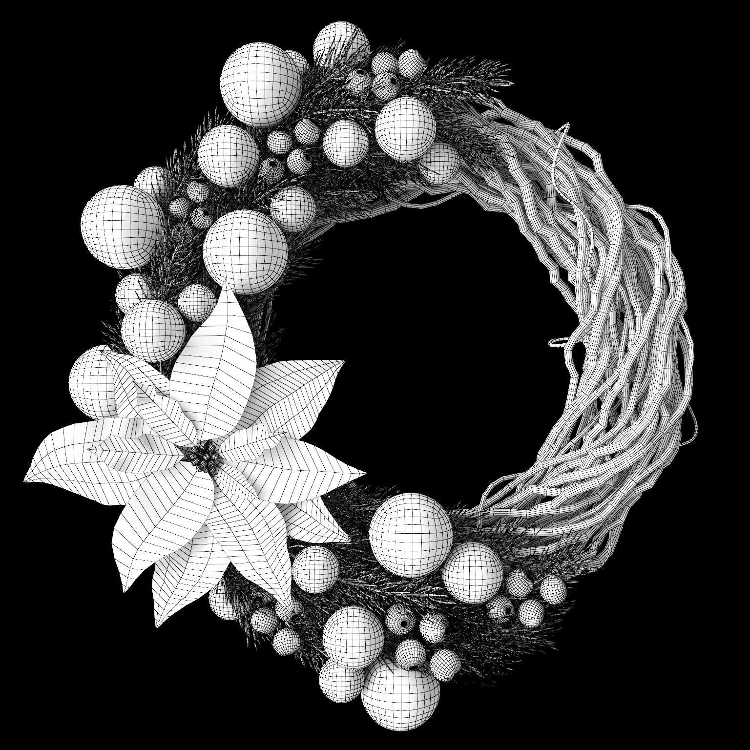 Christmas wreath 3D model_5
