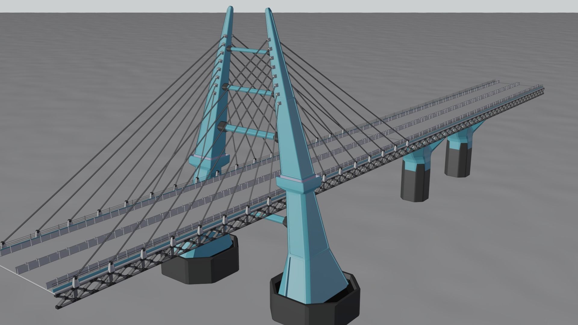 Modern Bridge - Cable stayed type  3D model_14