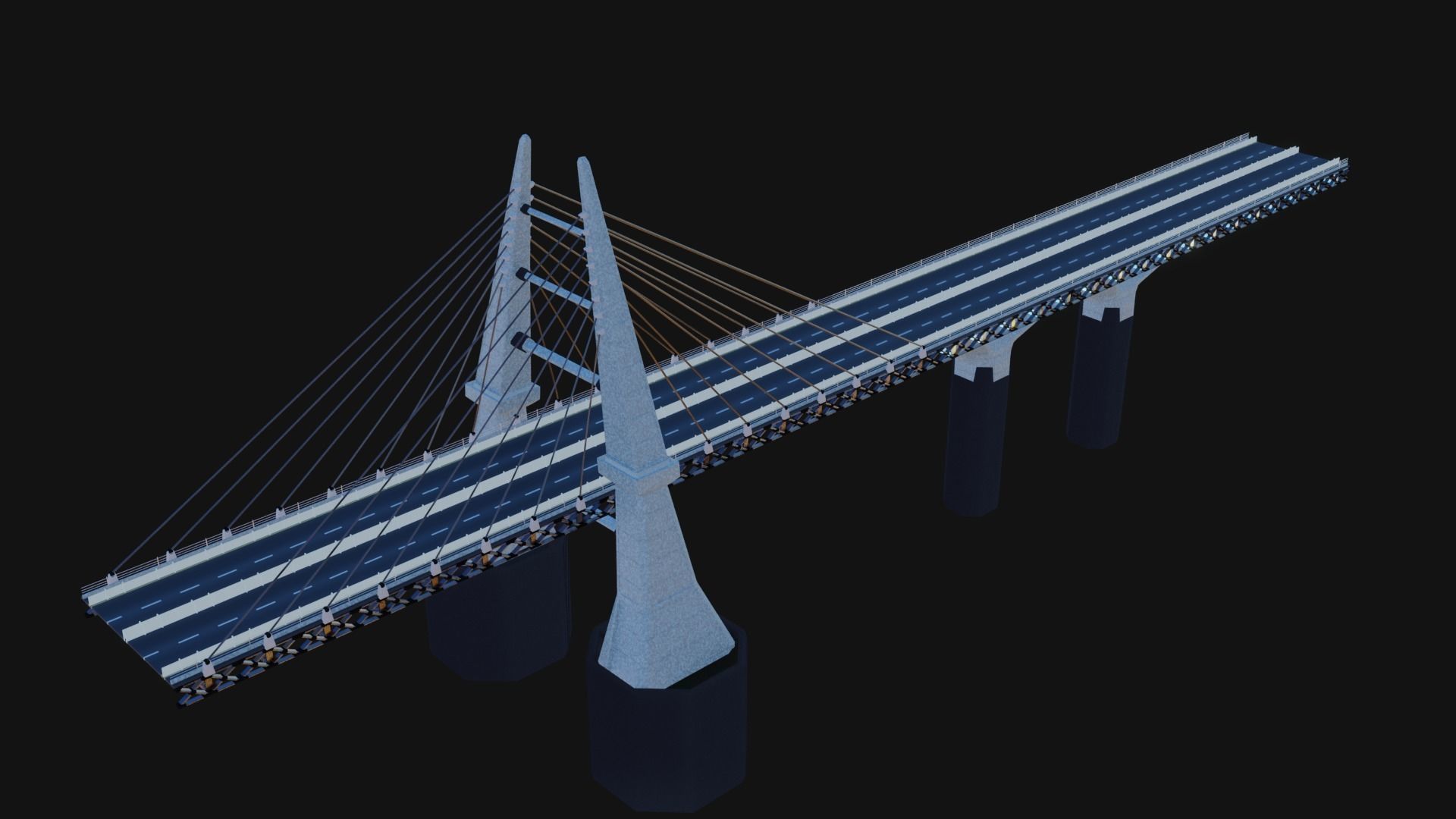 Modern Bridge - Cable stayed type  3D model_3