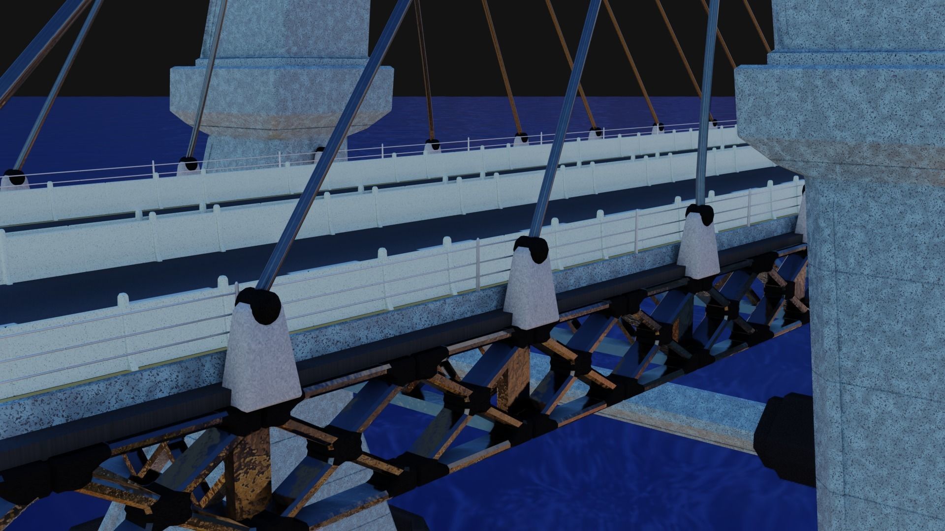 Modern Bridge - Cable stayed type  3D model_10