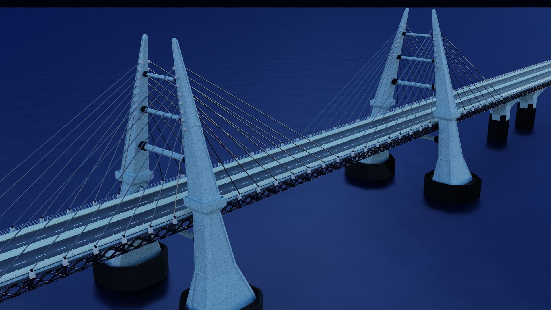 Modern Bridge - Cable stayed type  3D model_1