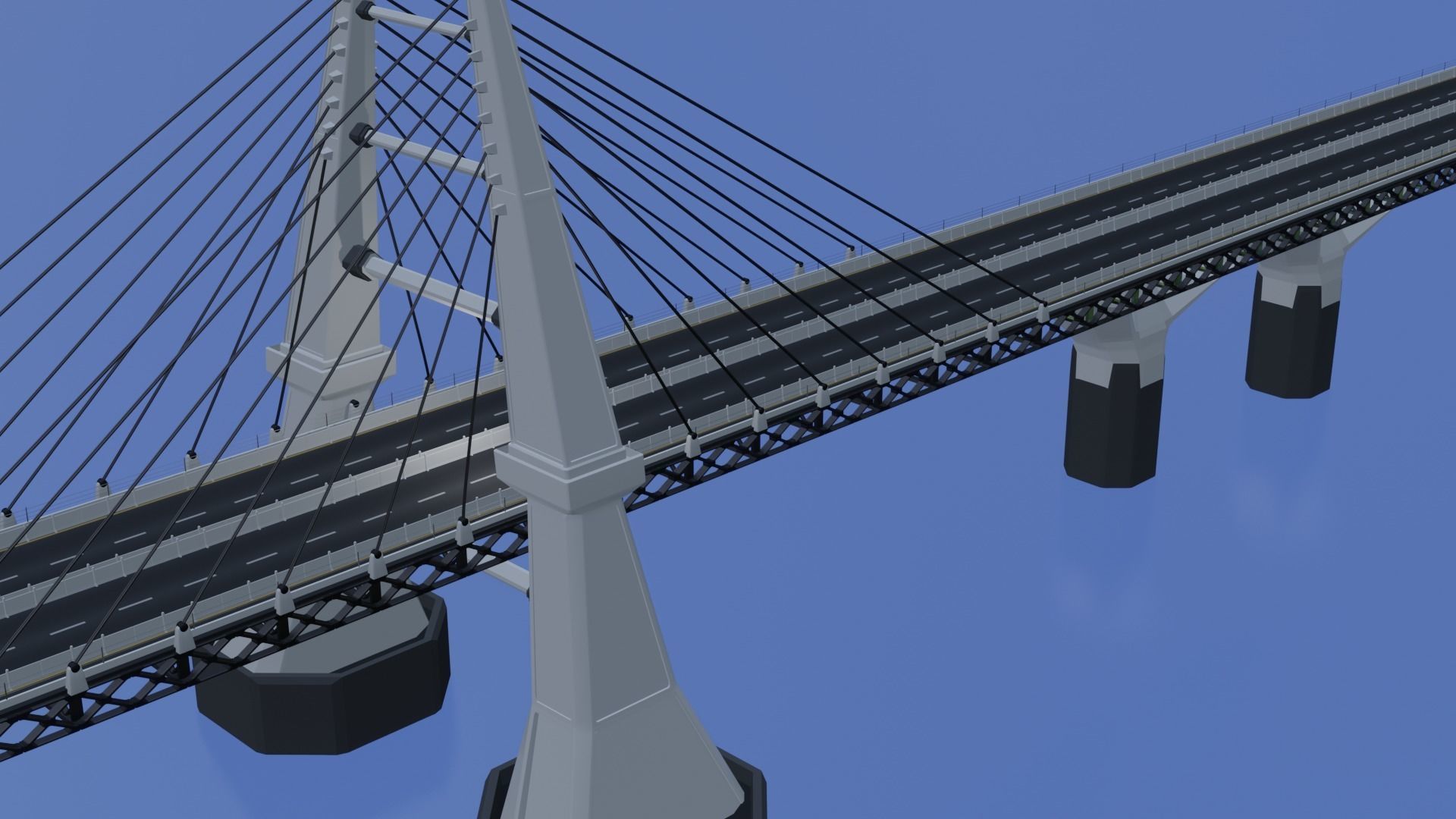 Modern Bridge - Cable stayed type  3D model_8