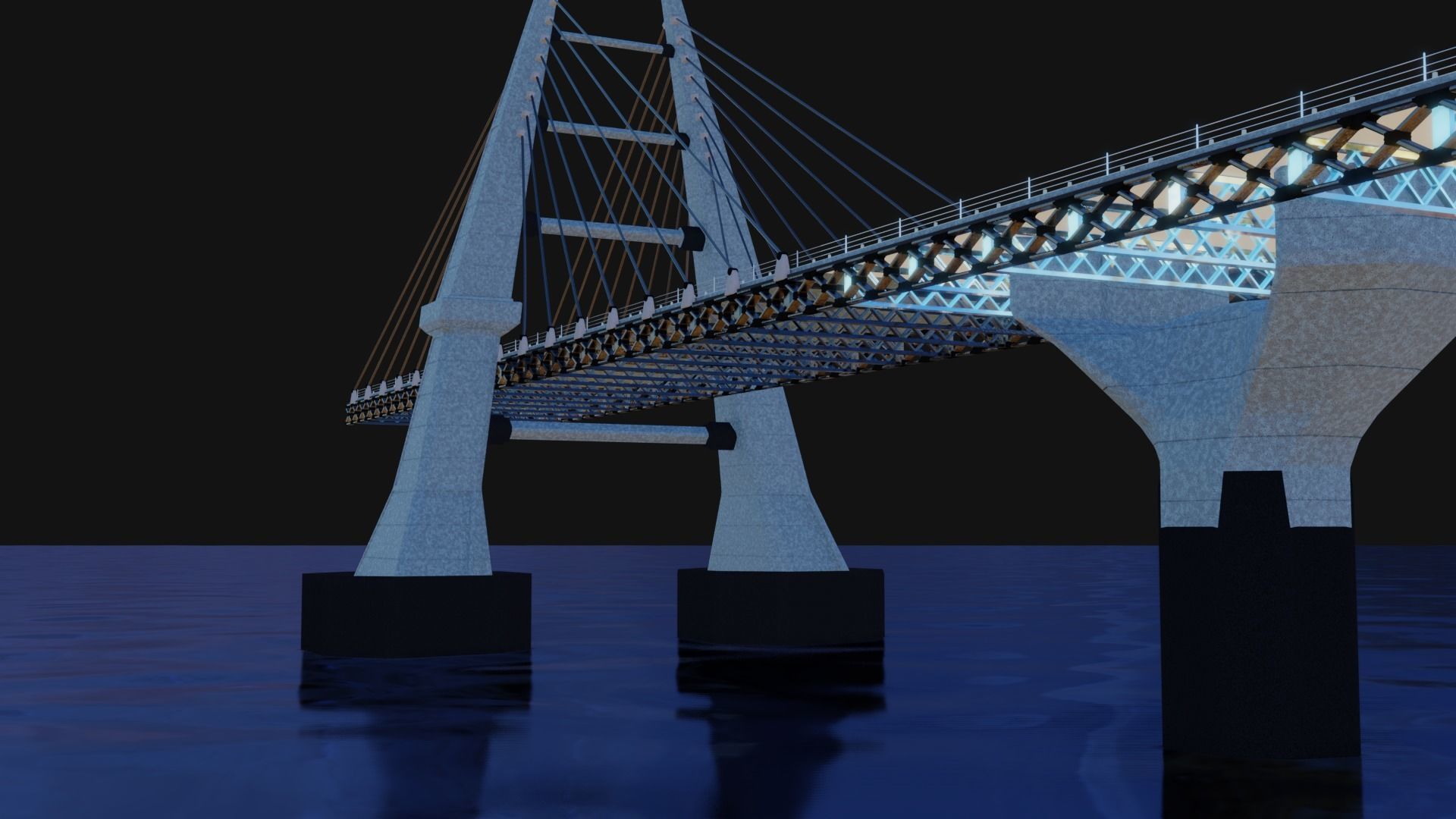 Modern Bridge - Cable stayed type  3D model_11