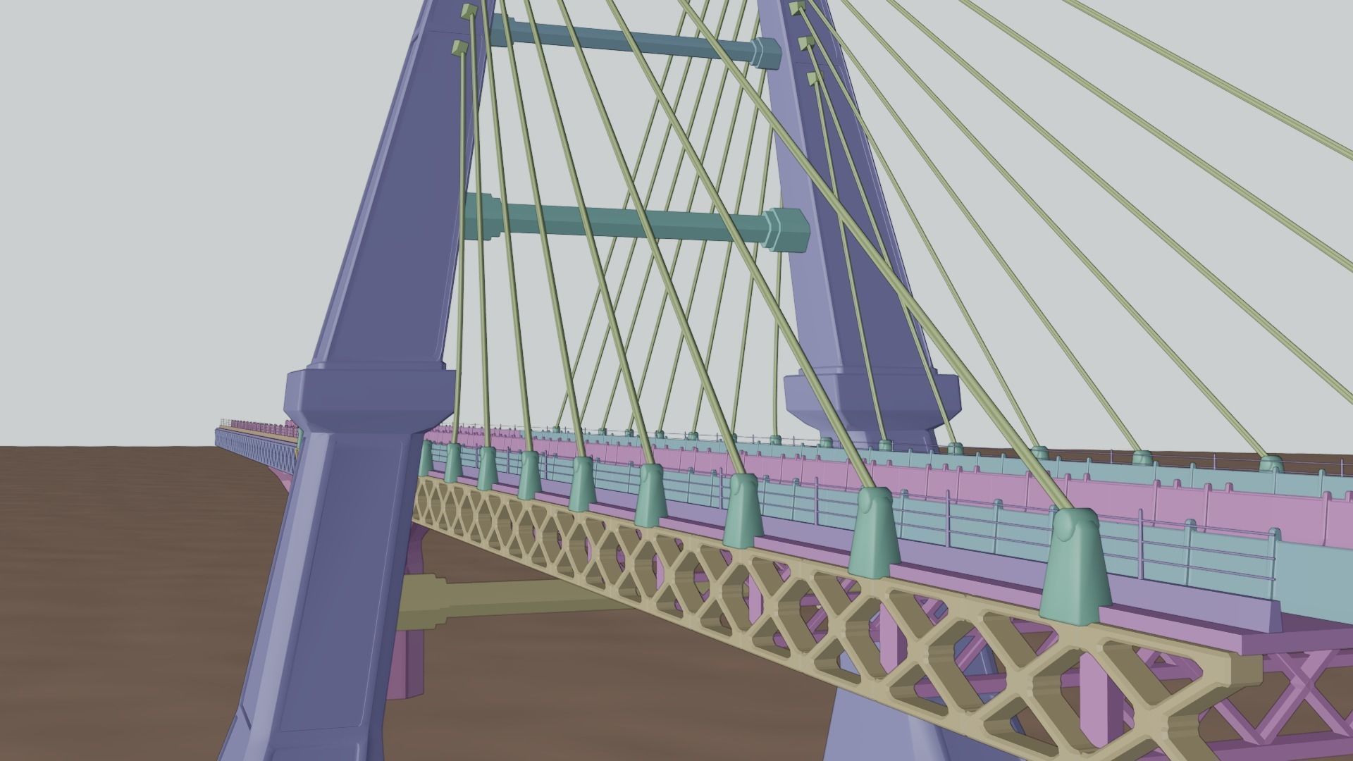 Modern Bridge - Cable stayed type  3D model_15