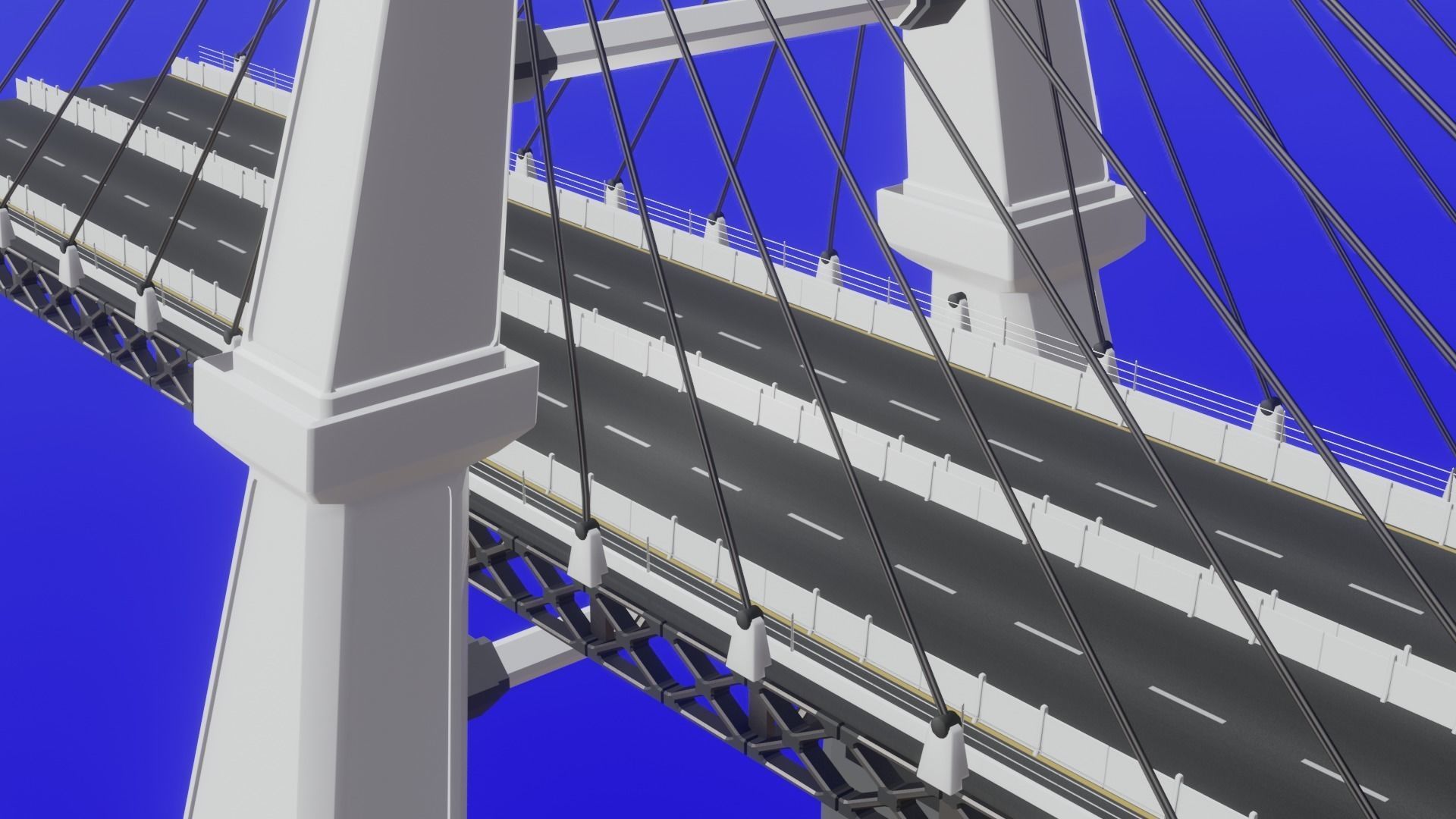 Modern Bridge - Cable stayed type  3D model_7