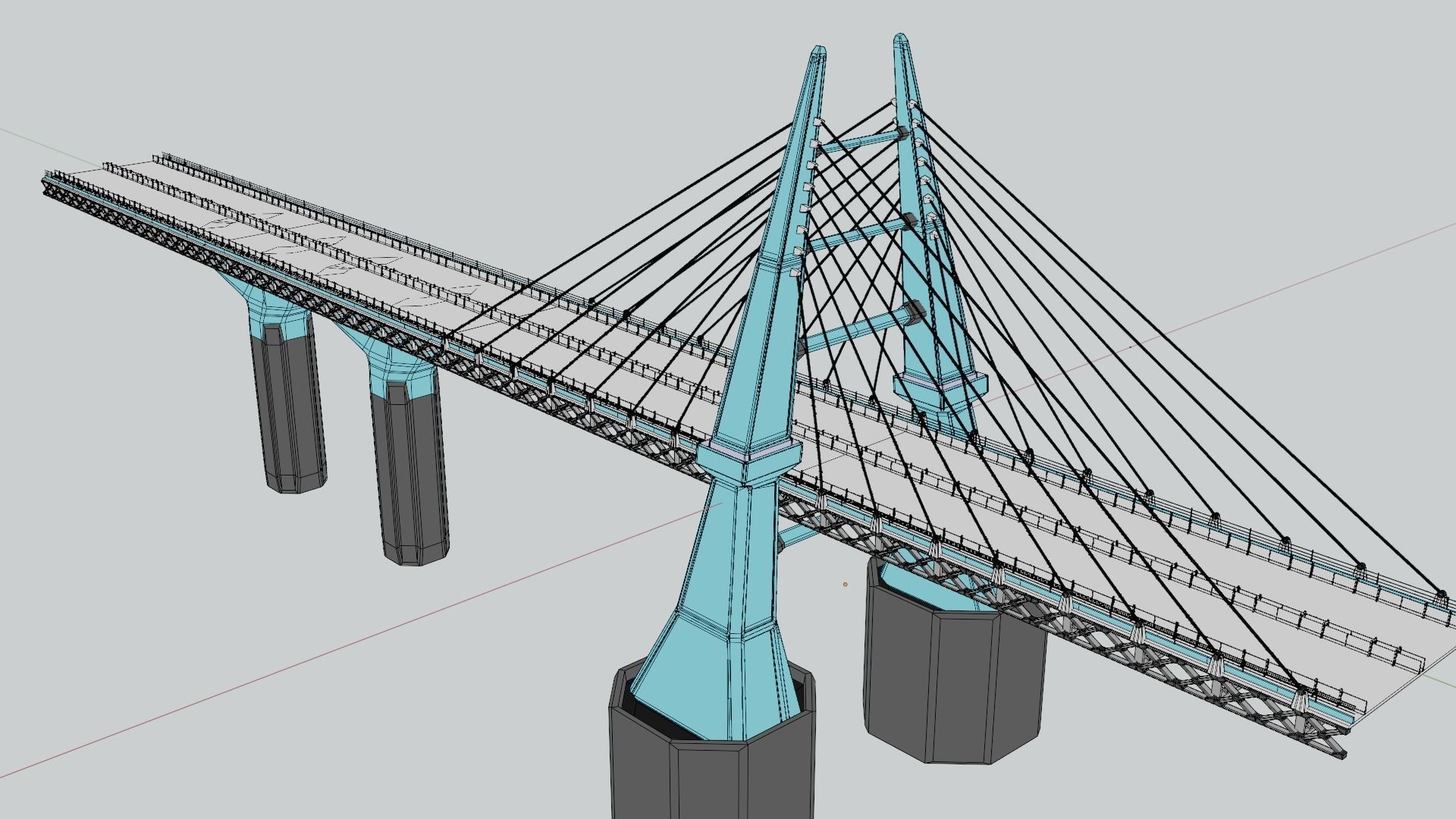 Modern Bridge - Cable stayed type  3D model_6