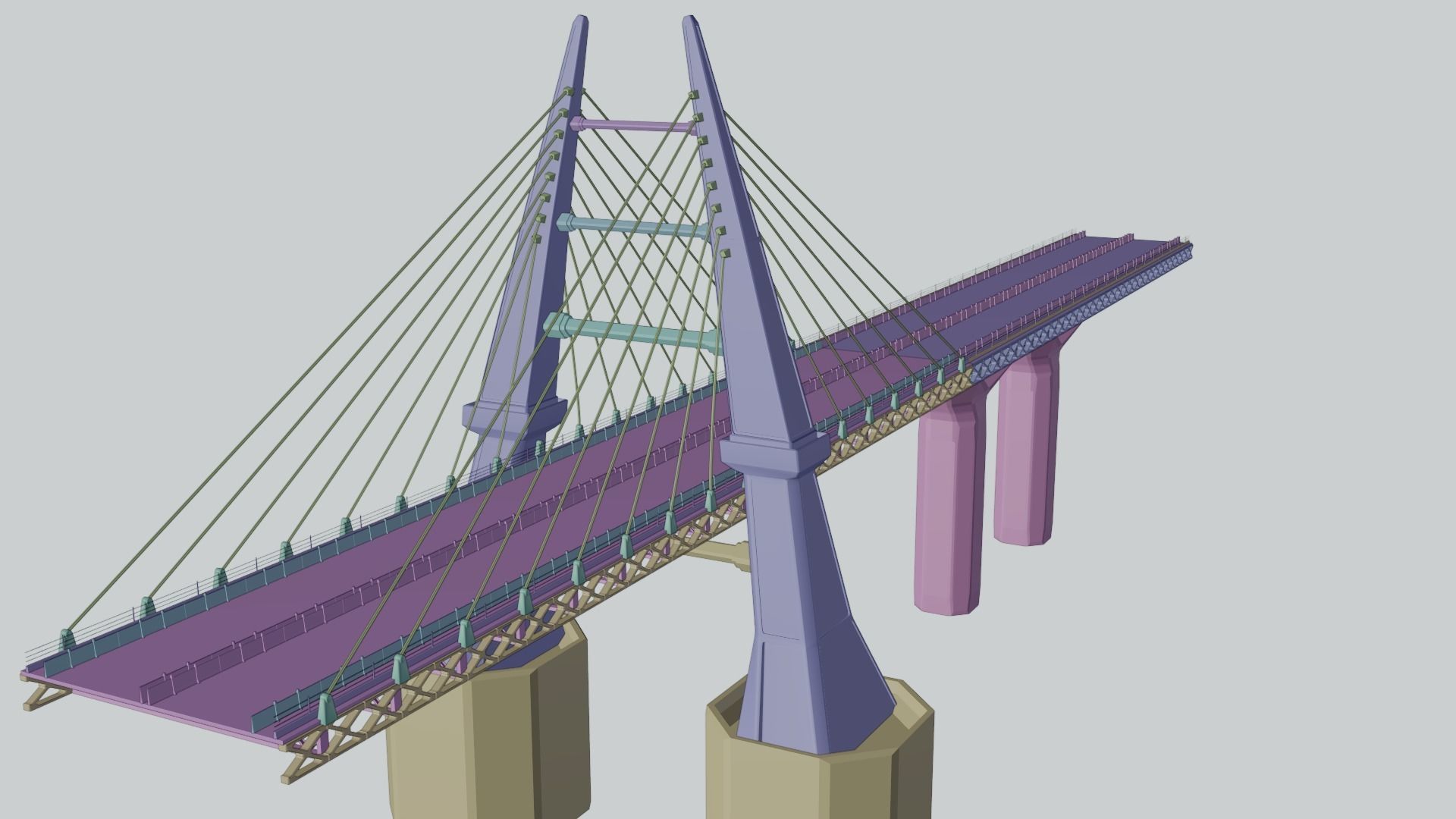 Modern Bridge - Cable stayed type  3D model_4