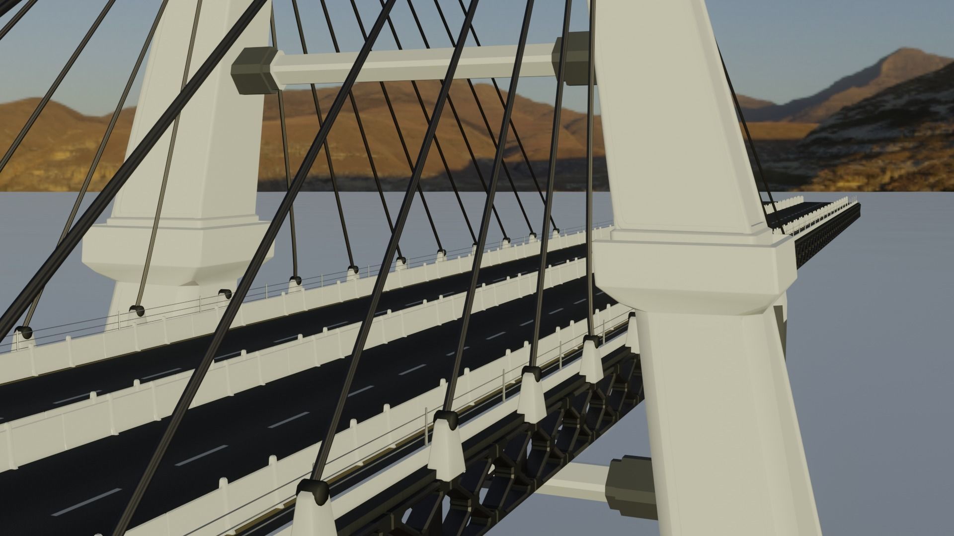 Modern Bridge - Cable stayed type  3D model_2