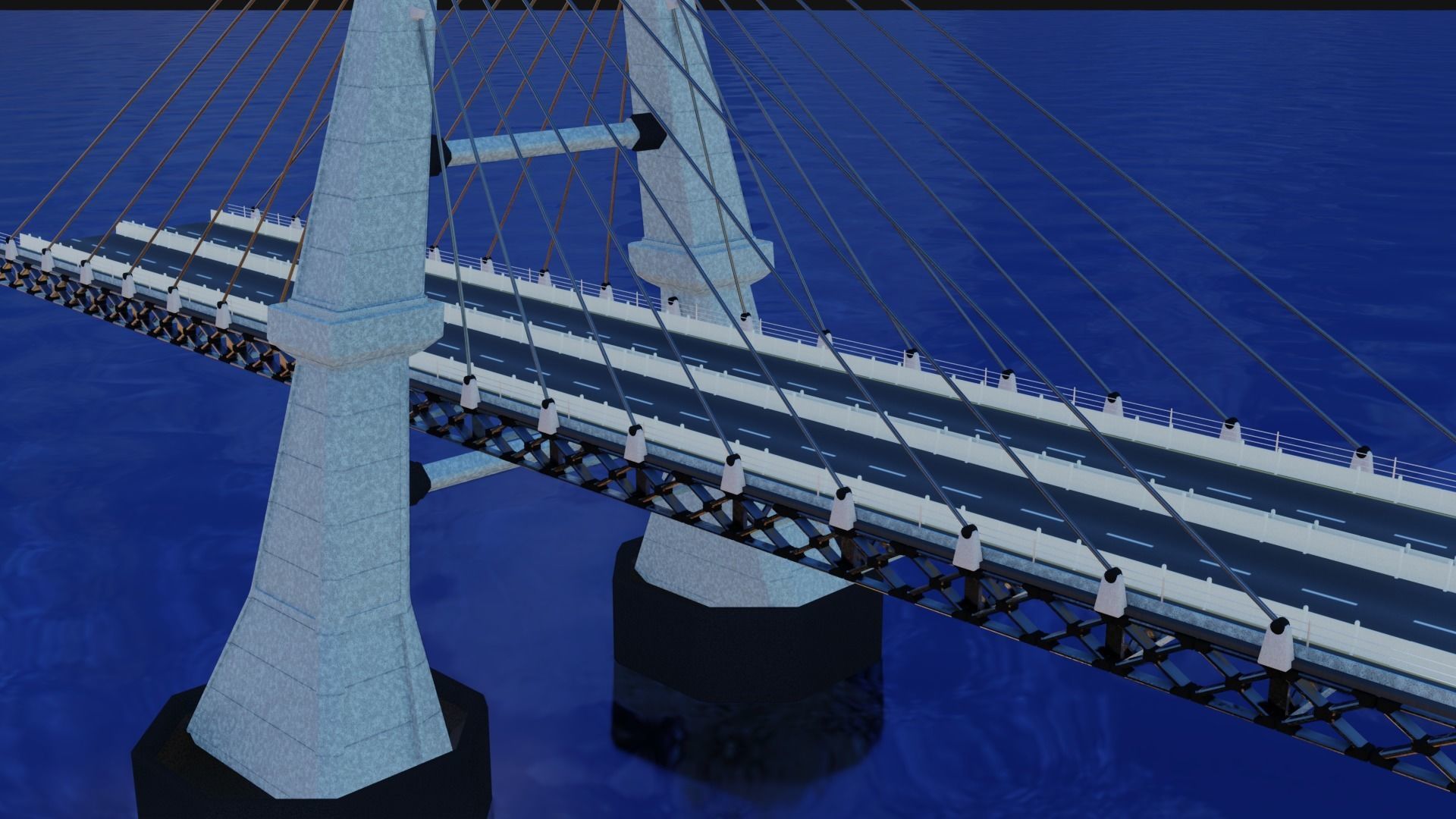 Modern Bridge - Cable stayed type  3D model_9
