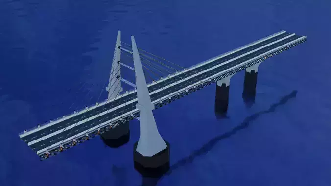Modern Bridge - Cable stayed type  3D model