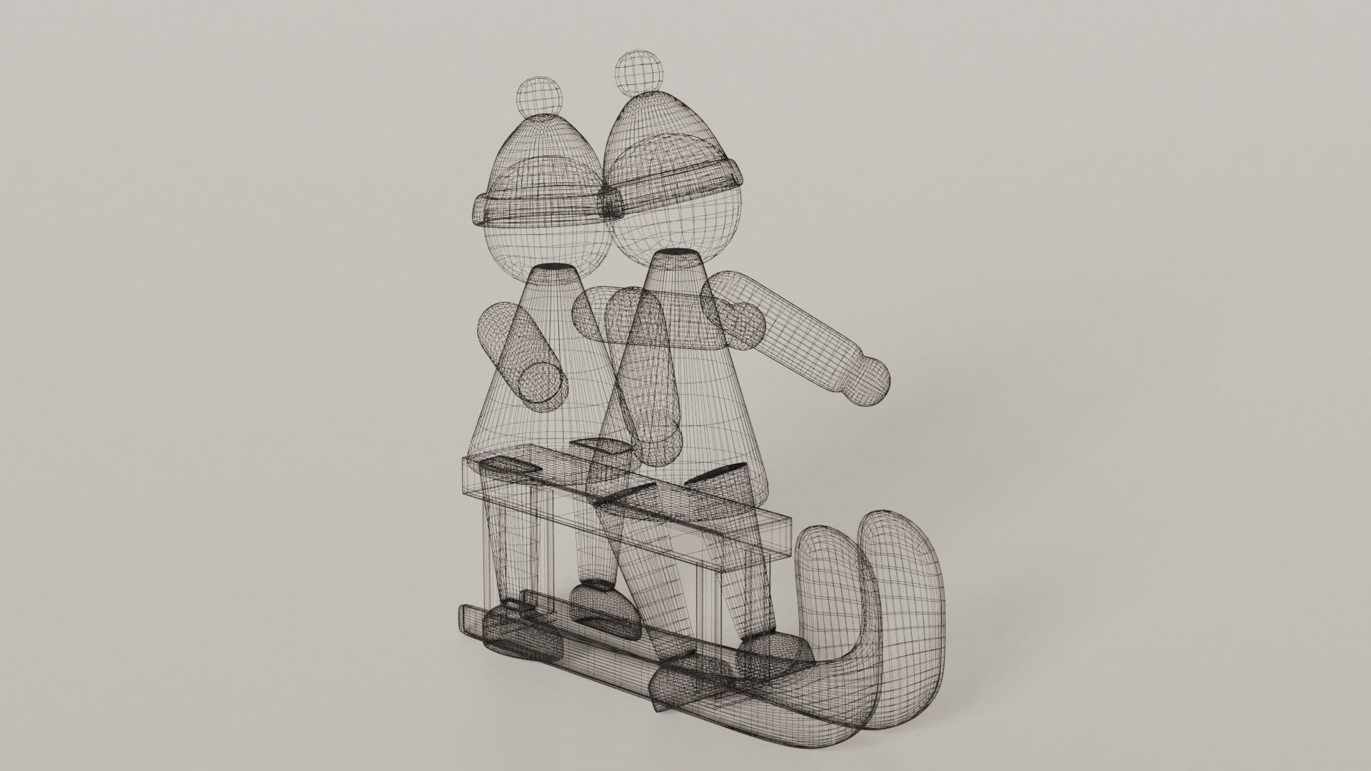 Sled figurines Low-poly 3D model_7
