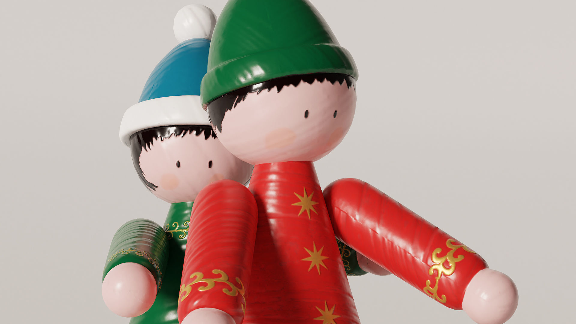 Sled figurines Low-poly 3D model_2