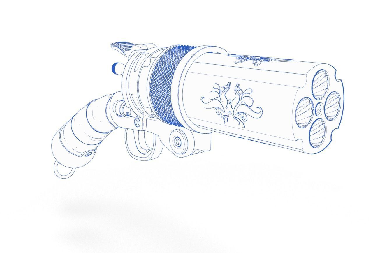 Concept Sci fi  futuristic  pistol 3D model_21