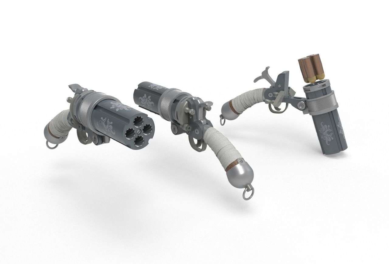 Concept Sci fi  futuristic  pistol 3D model_2