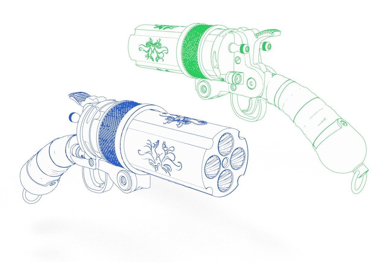 Concept Sci fi  futuristic  pistol 3D model_20