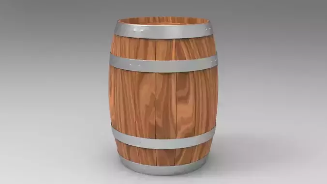 Barrel Lowpoly 3D Model wooden