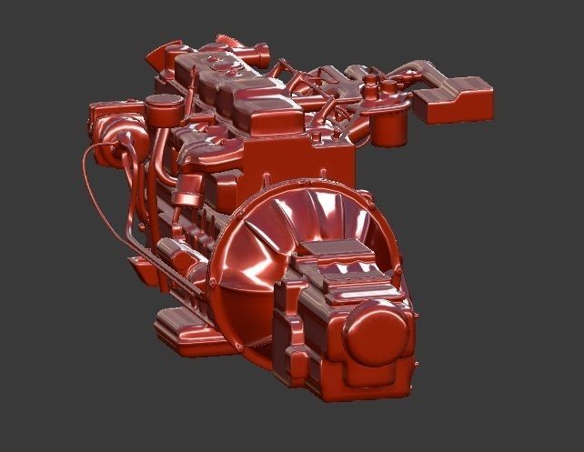 Isuzu 4BC2 Diesel Engine Low-poly 3D model_4