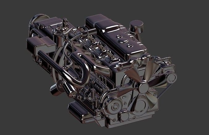 Isuzu 4BC2 Diesel Engine Low-poly 3D model