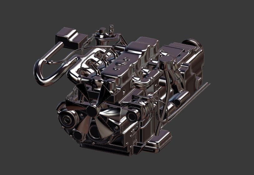 Isuzu 4BC2 Diesel Engine Low-poly 3D model_2