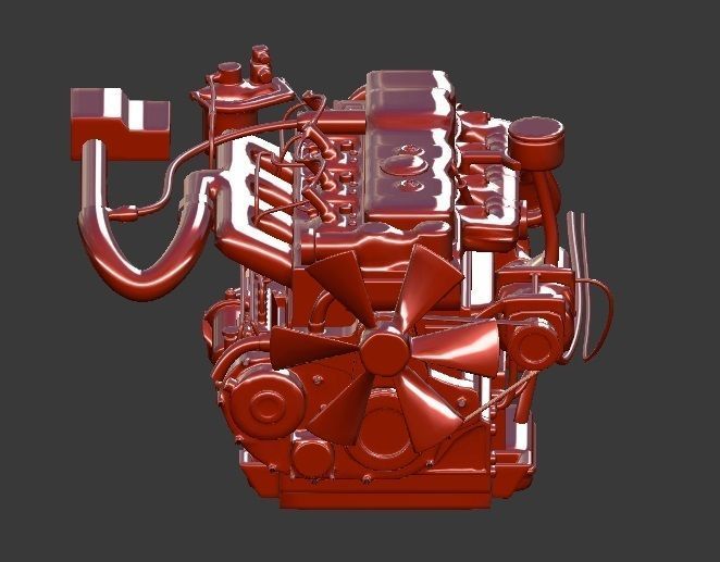 Isuzu 4BC2 Diesel Engine Low-poly 3D model_5