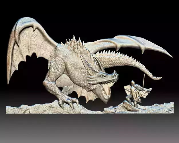 Dragon Knight 3d model bas-relief for CNC router printable 3D print model