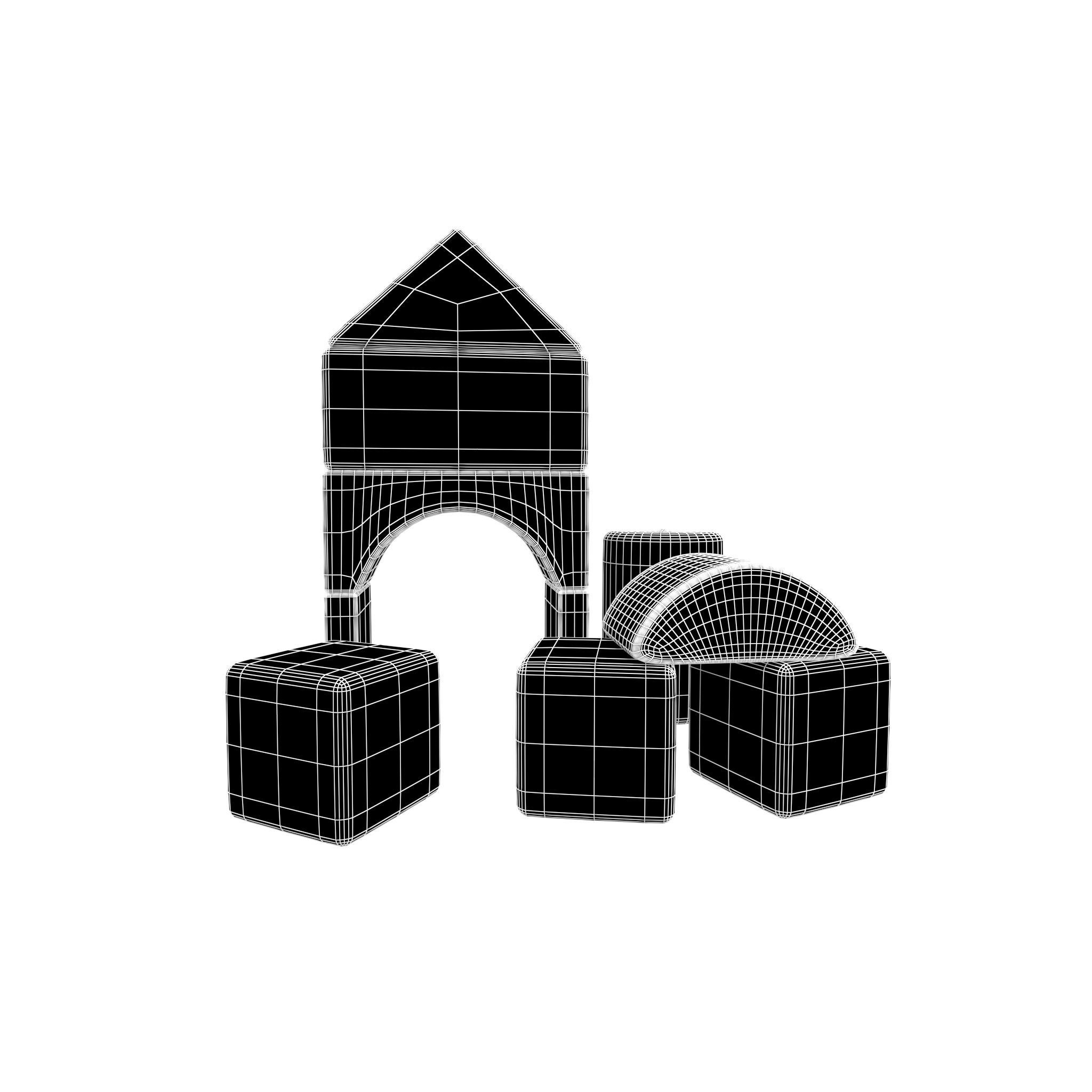 Wooden Block V1 002 Low-poly 3D model_5