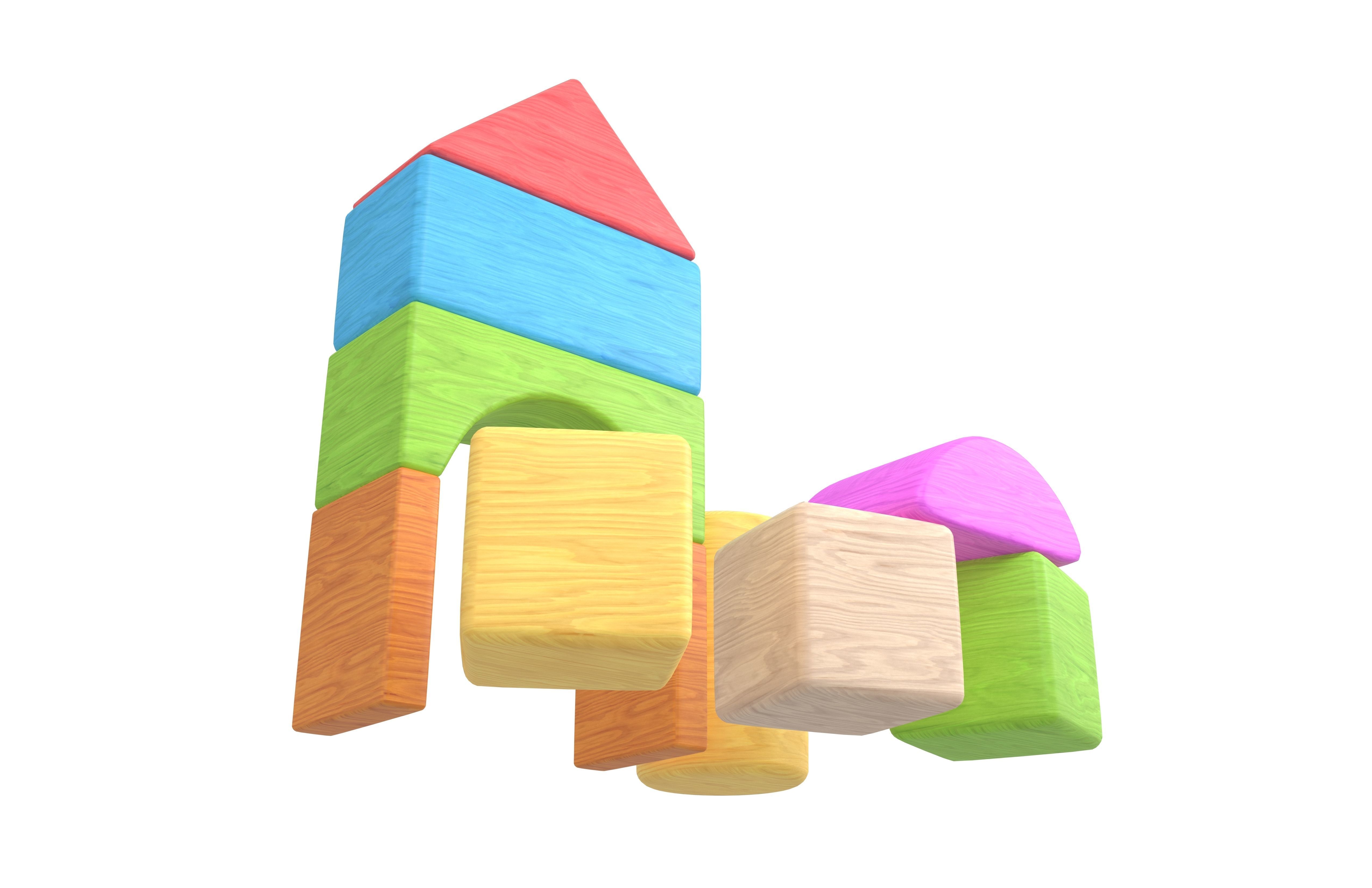 Wooden Block V1 002 Low-poly 3D model_4