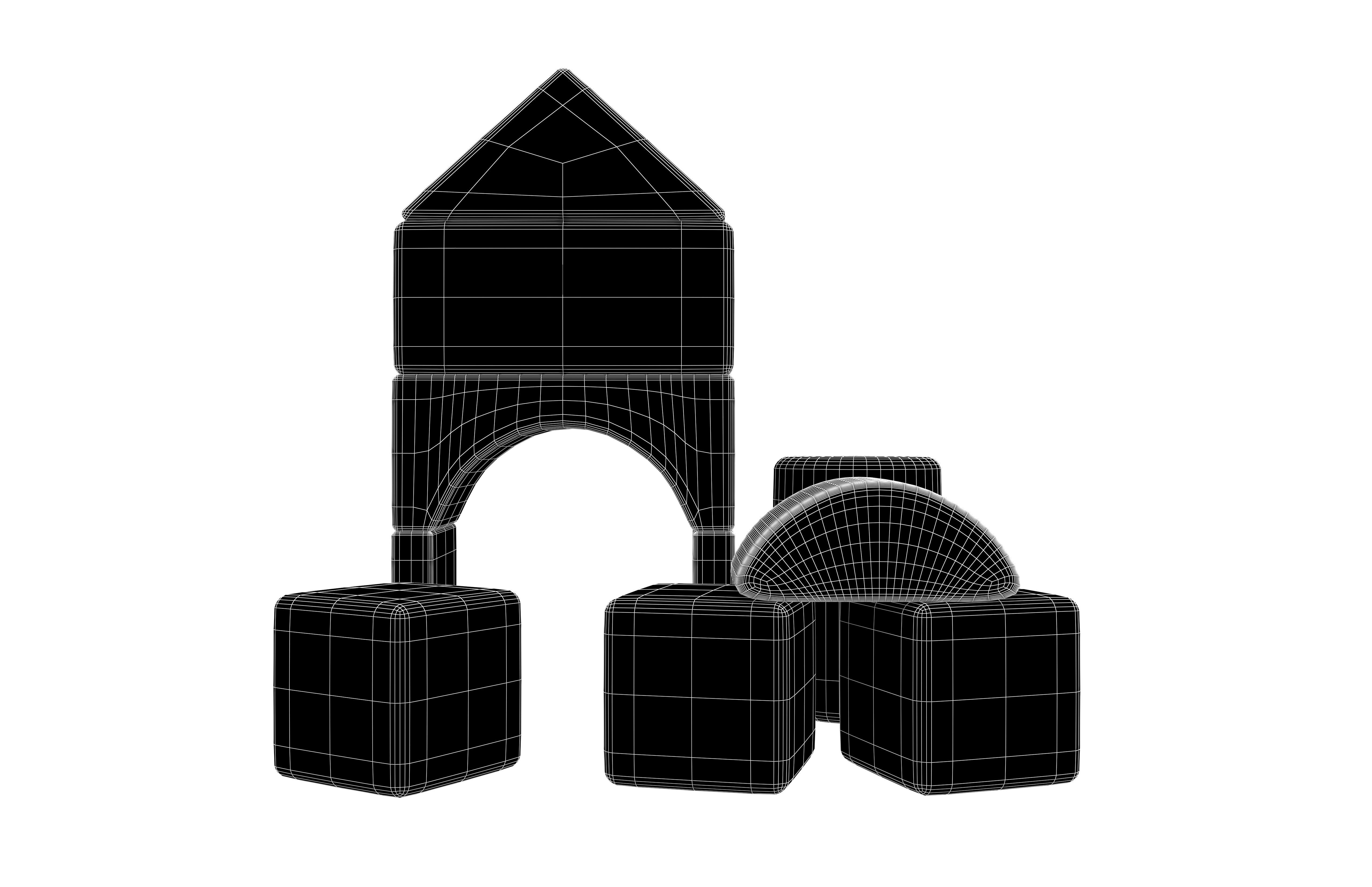 Wooden Block V1 002 Low-poly 3D model_7