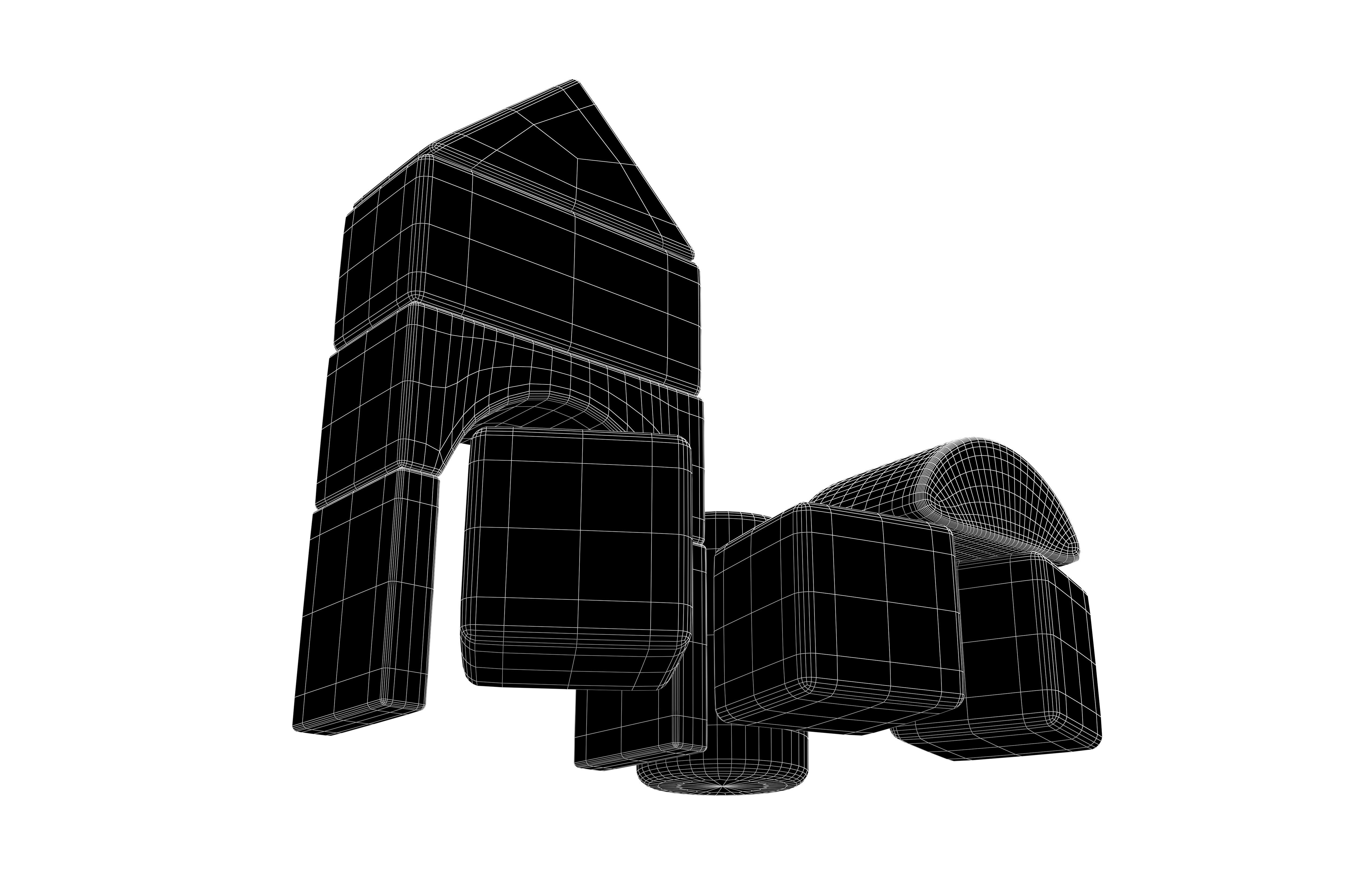 Wooden Block V1 002 Low-poly 3D model_8