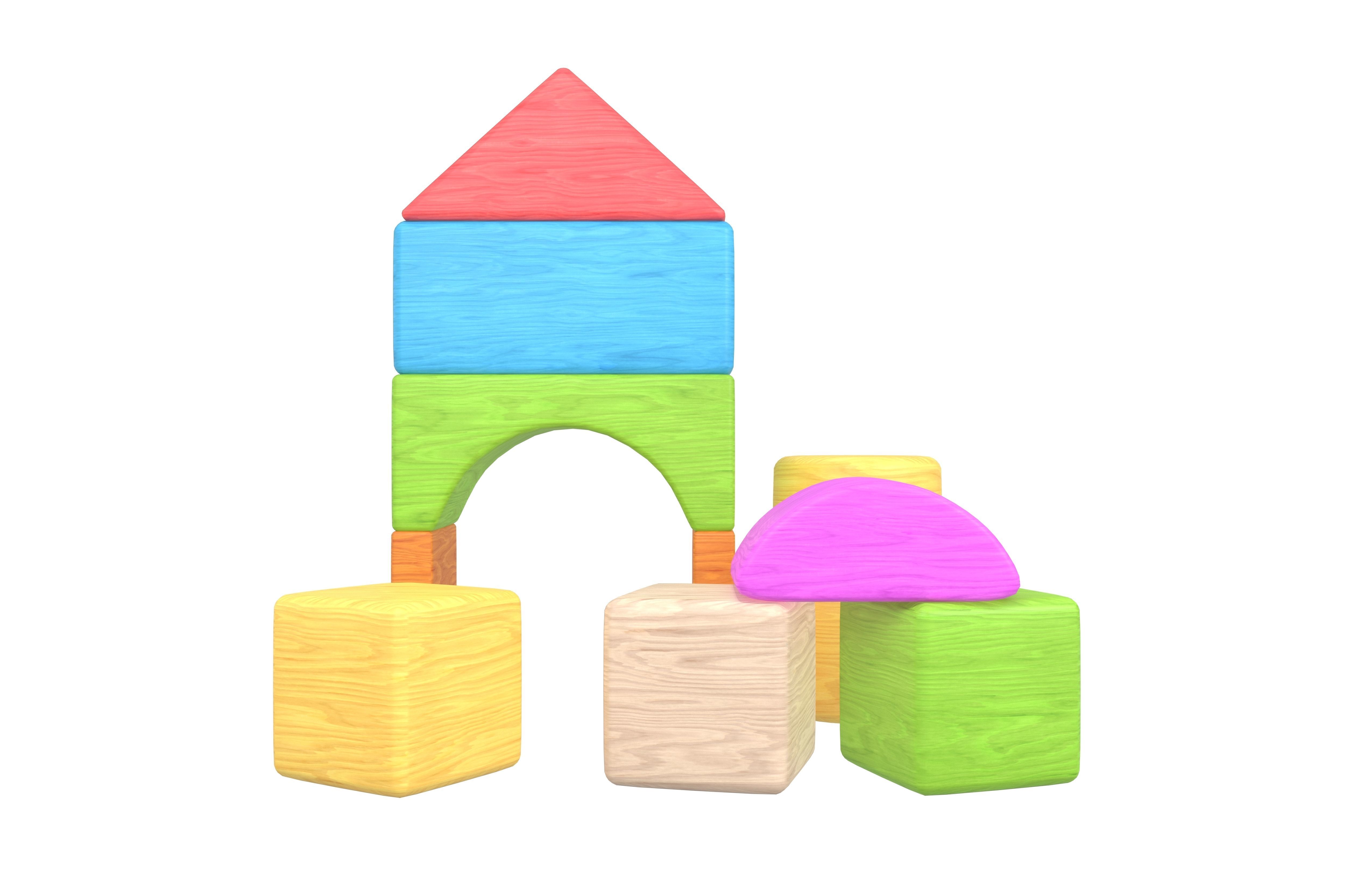 Wooden Block V1 002 Low-poly 3D model_2