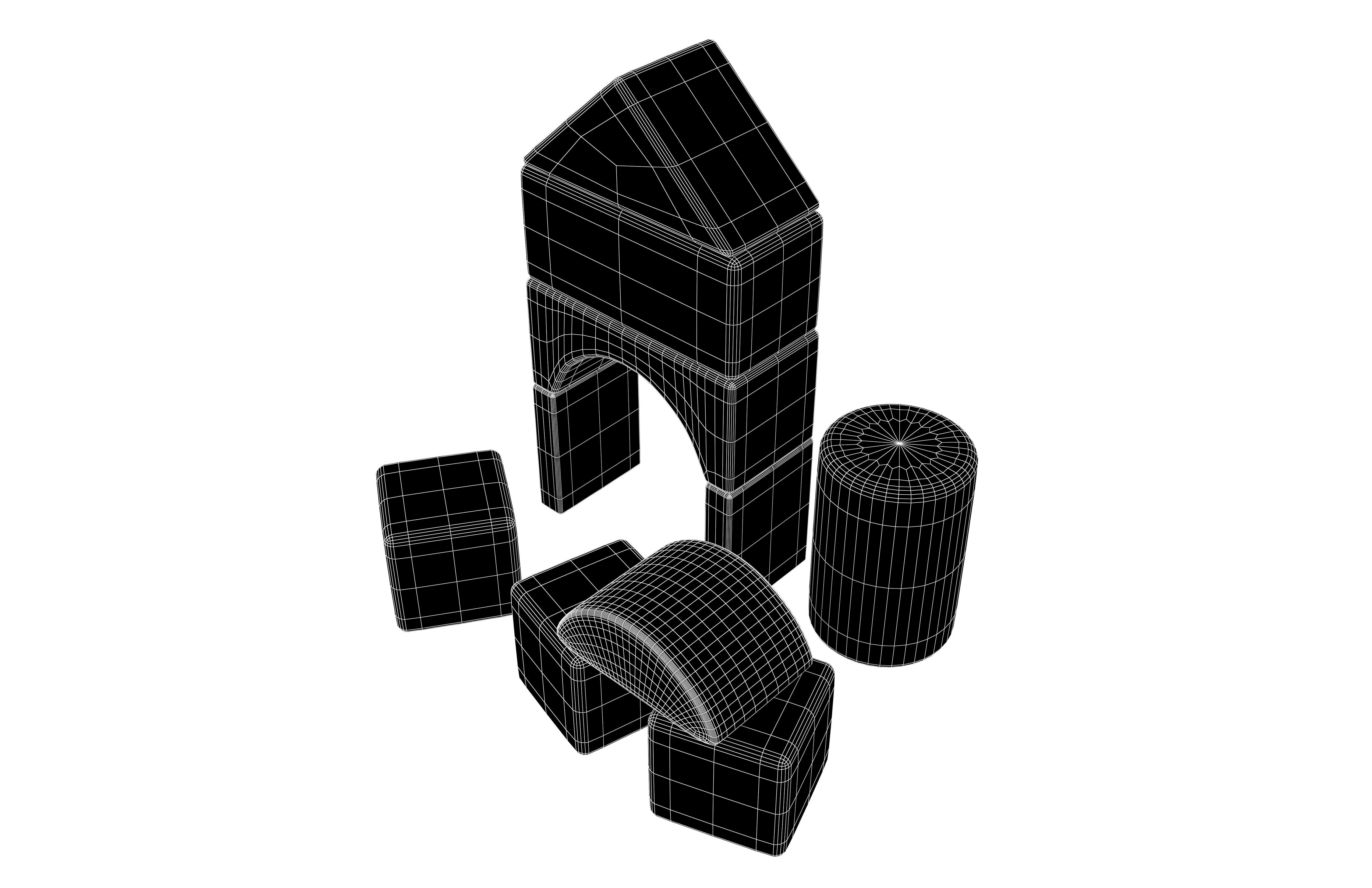 Wooden Block V1 002 Low-poly 3D model_6