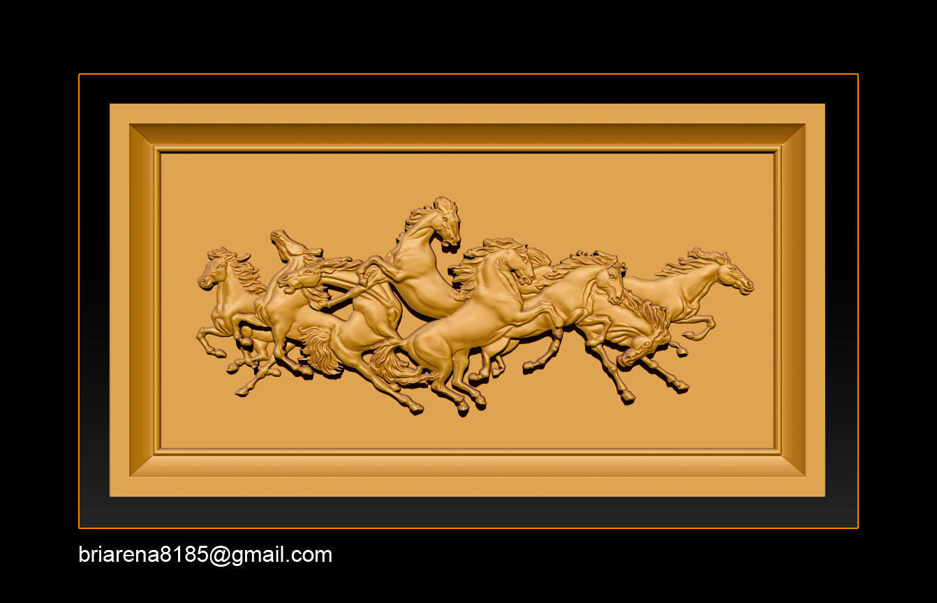 Race Horse wood carving file stl OBJ and ZTL for CNC 3D print model_4