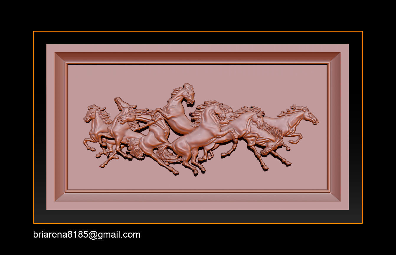 Race Horse wood carving file stl OBJ and ZTL for CNC 3D print model_8