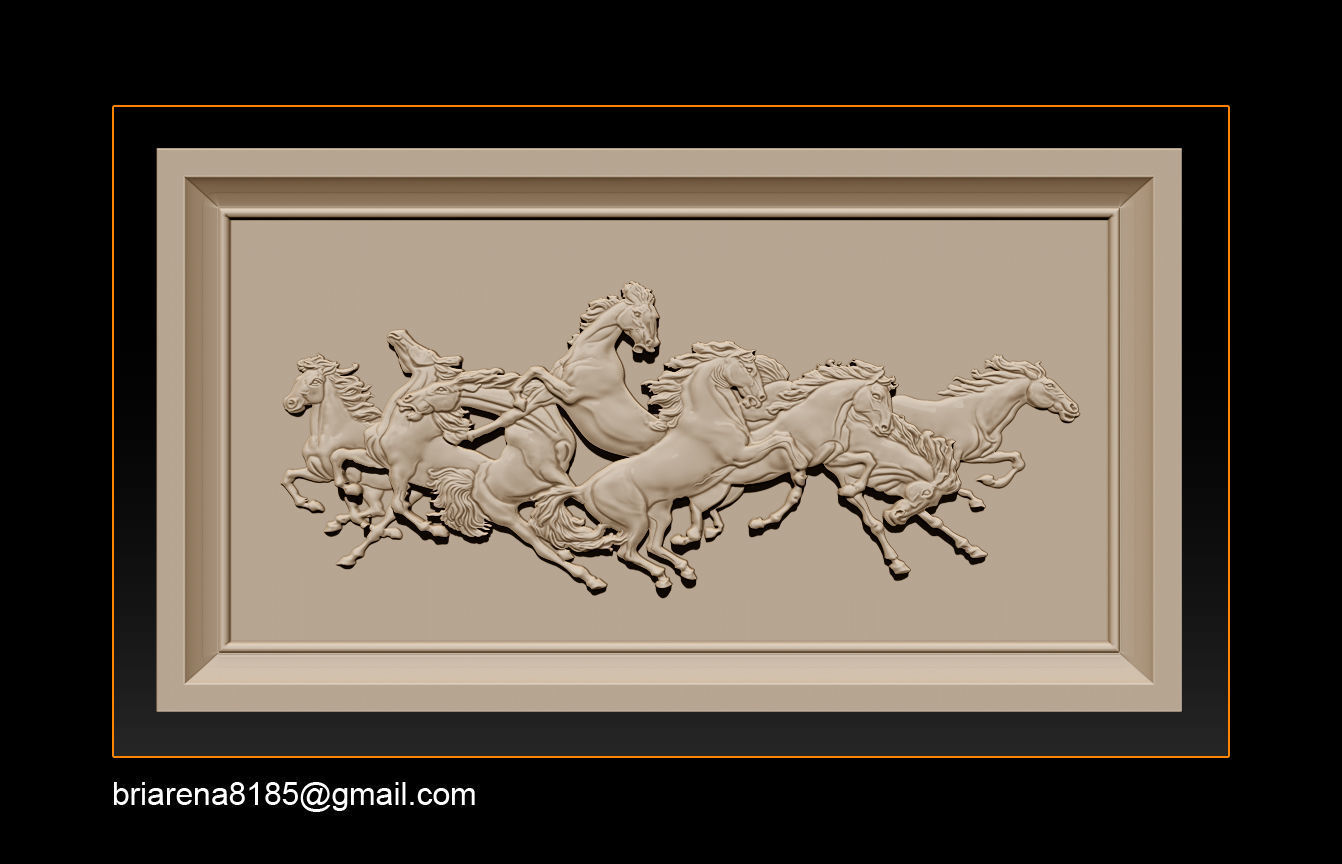 Race Horse wood carving file stl OBJ and ZTL for CNC 3D print model_6