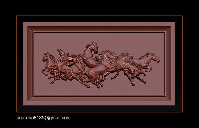 Race Horse wood carving file stl OBJ and ZTL for CNC 3D print model