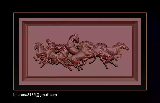 Race Horse wood carving file stl OBJ and ZTL for CNC