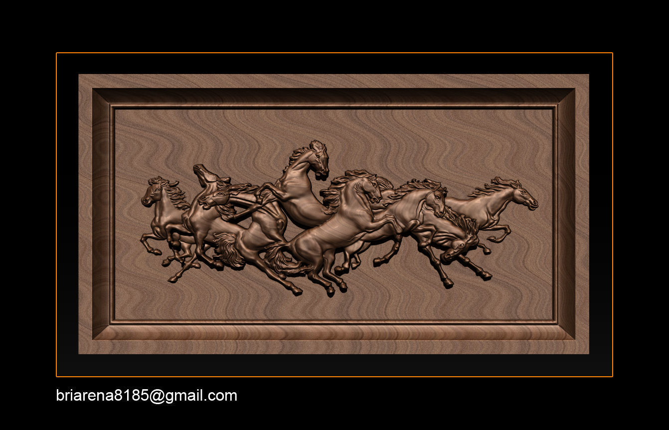 Race Horse wood carving file stl OBJ and ZTL for CNC 3D print model_10