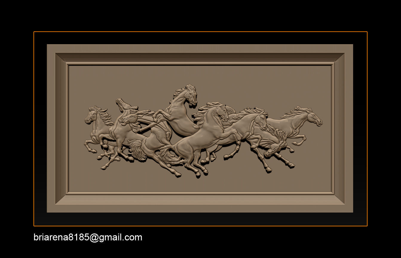 Race Horse wood carving file stl OBJ and ZTL for CNC 3D print model_16