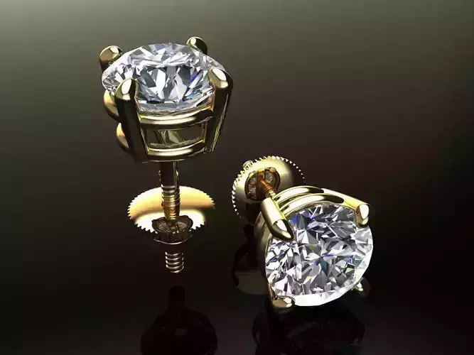 4-Prong Solitaire Earring 5MM50 3D print model