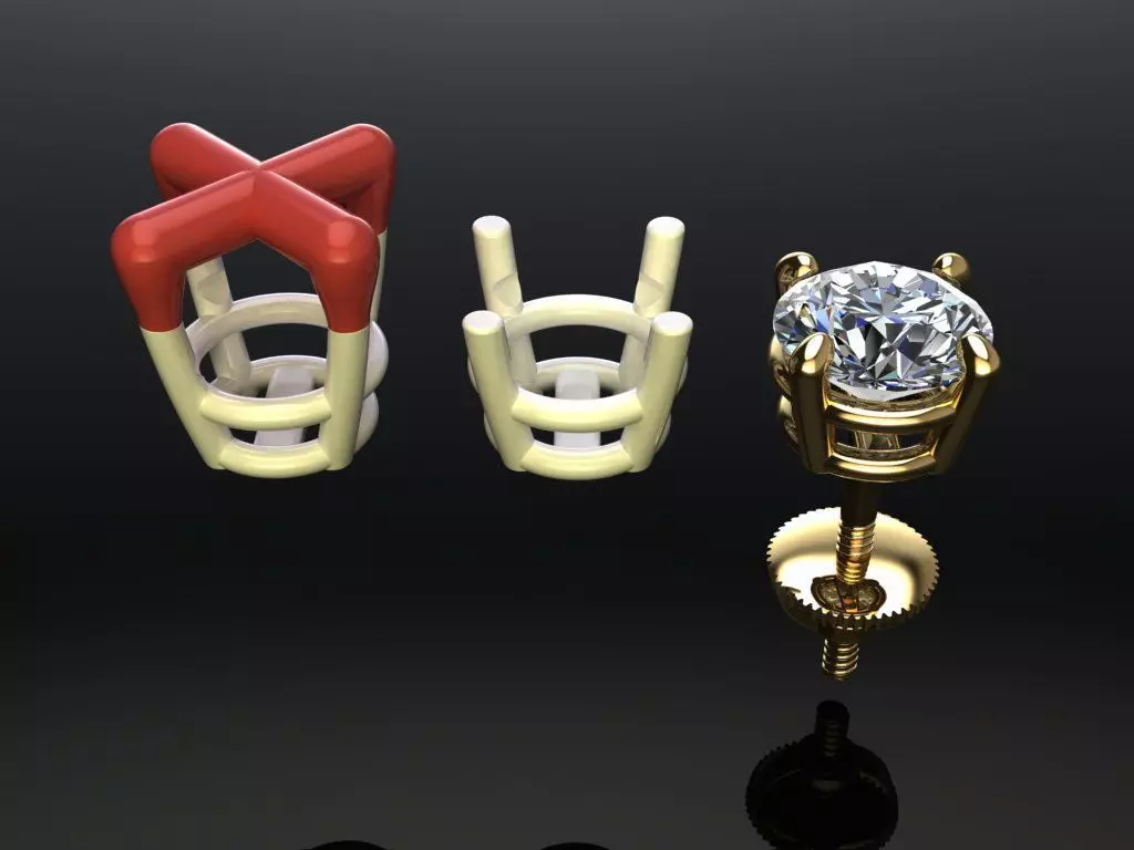 4-Prong Solitaire Earring 5MM 3D print model