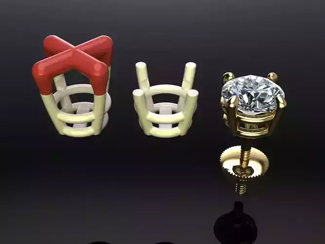 4-Prong Solitaire Earring 5MM 3D print model