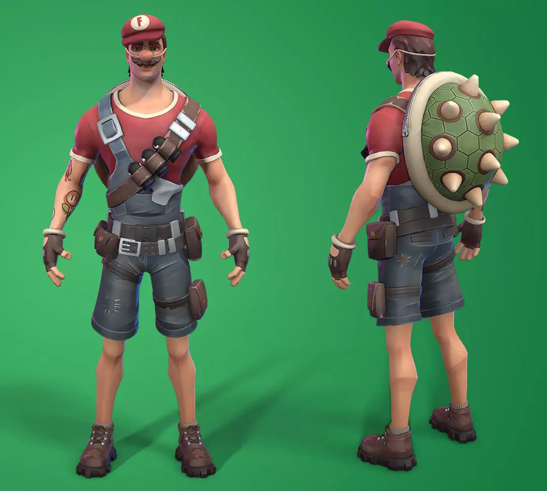 Fortnario Mario in Fortnite fanart 3D print model_0