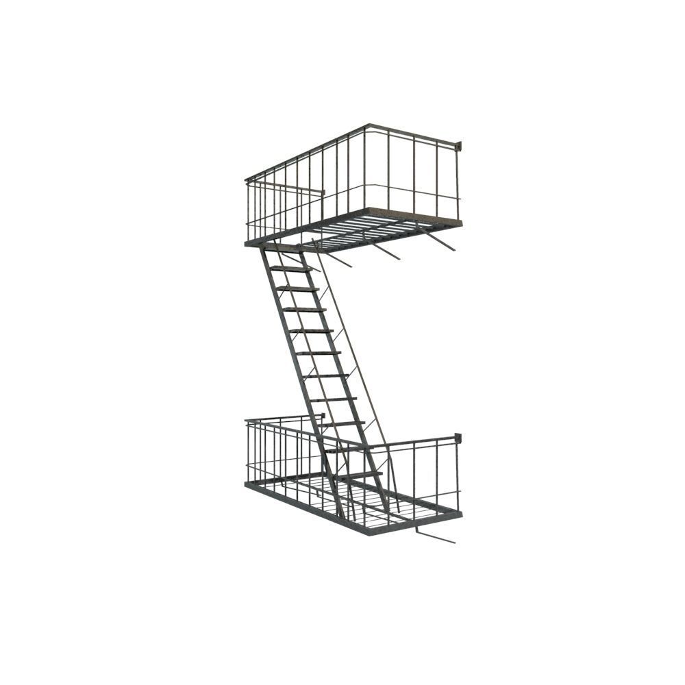 Fire Escape Low-poly 3D model_4