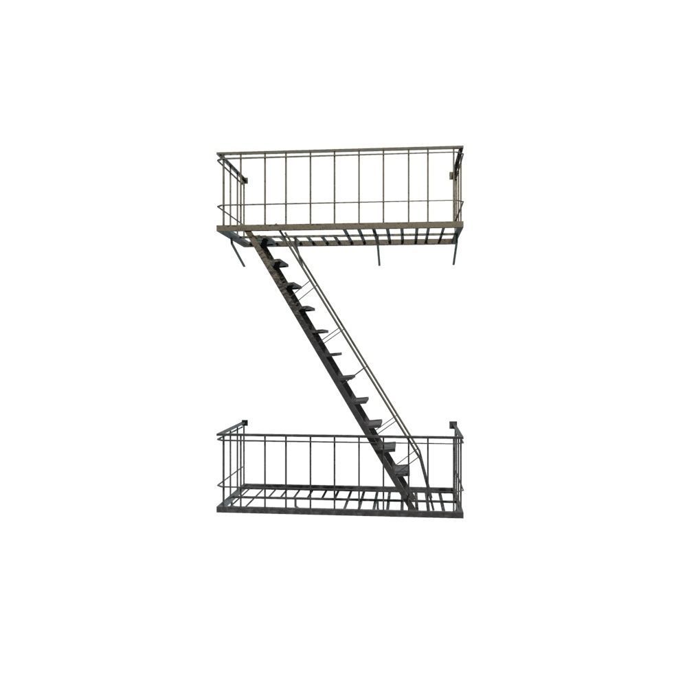 Fire Escape Low-poly 3D model_6