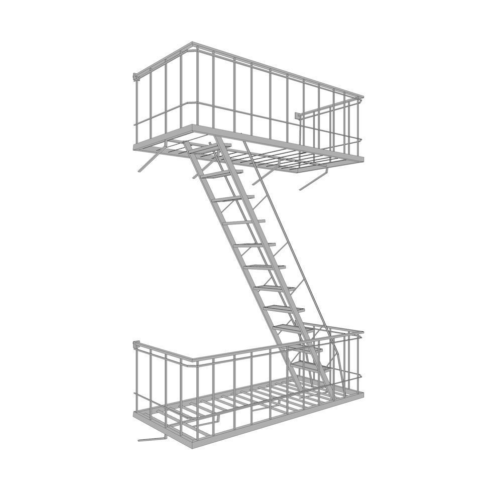 Fire Escape Low-poly 3D model_3