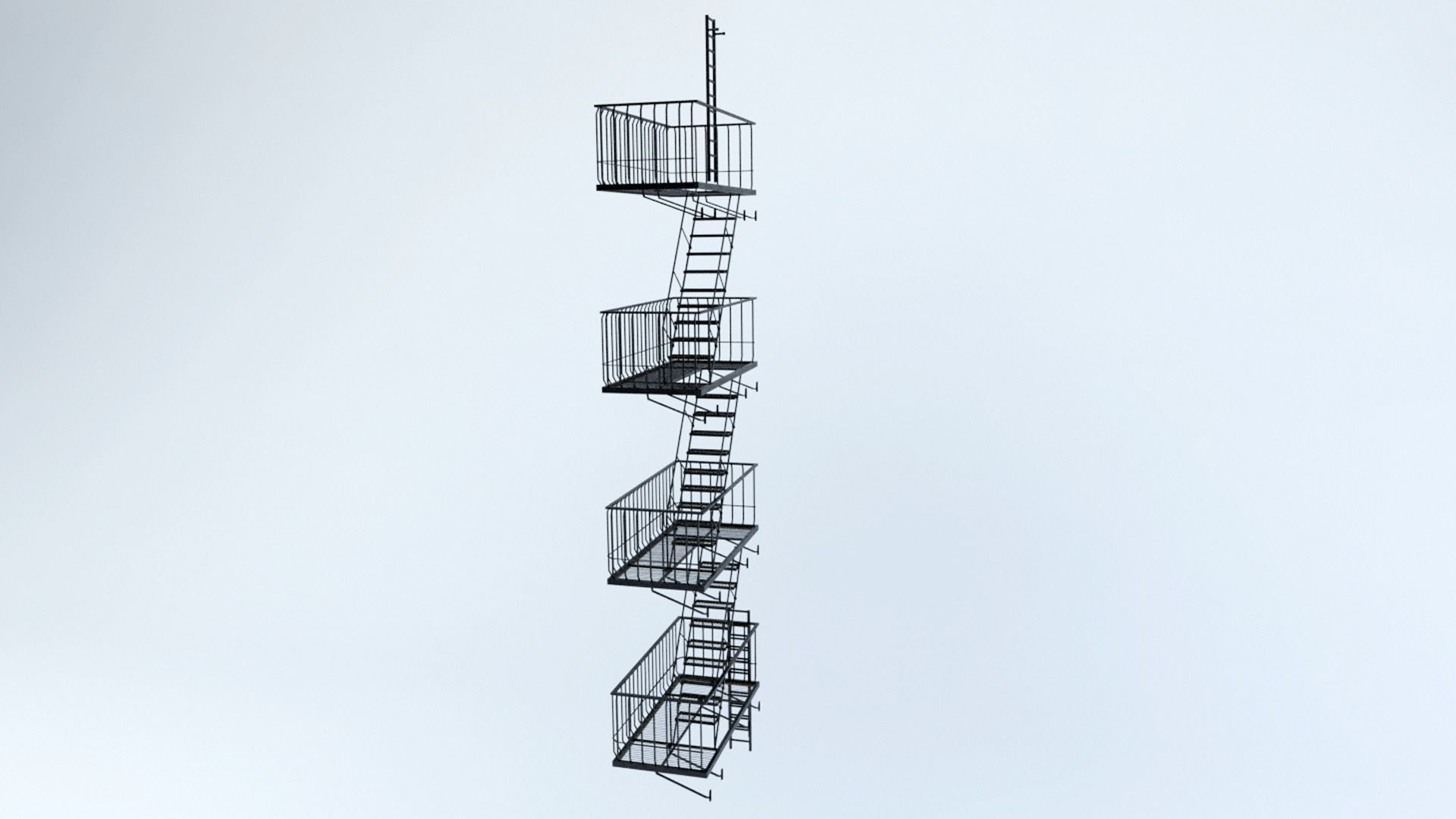 Large Fire Escape Low-poly 3D model_2