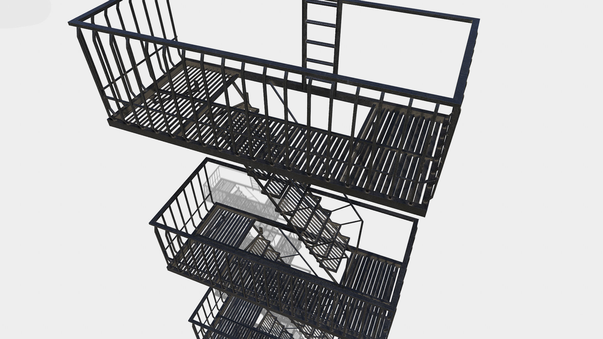 Large Fire Escape Low-poly 3D model_6
